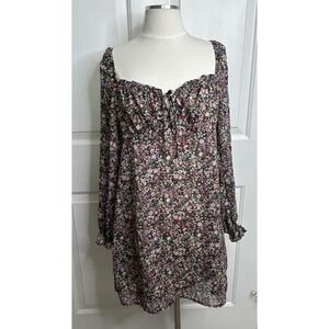 Shop The Cue Mini Dress Womens M Babydoll Milk Maid Floral Multicolor Semisheer